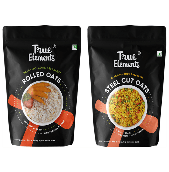 True Elements Combo Pack of Steel Cut Oats & Rolled Oats | Gluten Free