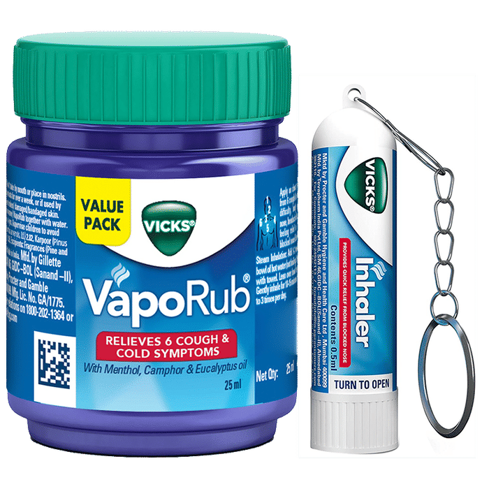 Vicks Combo Pack of Vaporub (25ml) & Inhaler (0.5ml)