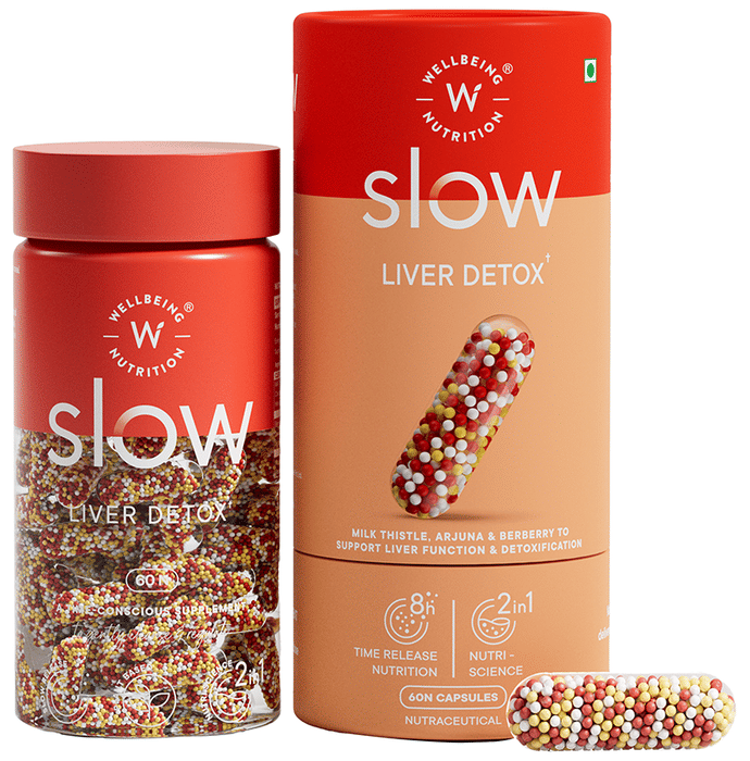 Wellbeing Nutrition Slow Liver Detox Supplement Clinically Proven Milk Thistle, Berberry + 6 Organic Herbs Capsule