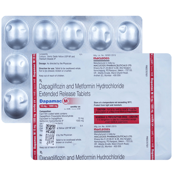 Dapamac M 10mg/1000mg Tablet