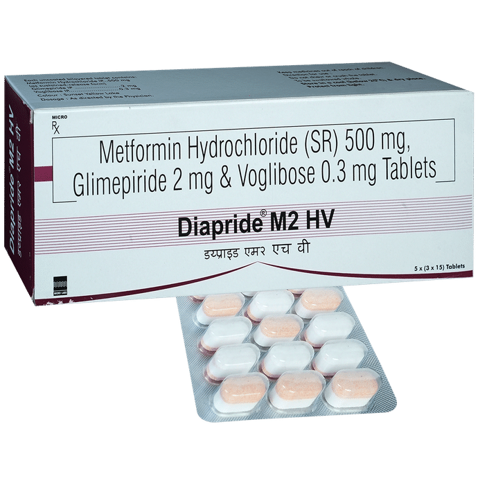 Diapride M2 HV 2mg/500mg/0.3mg Tablet SR