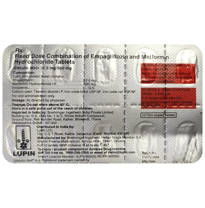 Gibtulio Met 12.5mg/500mg Tablet