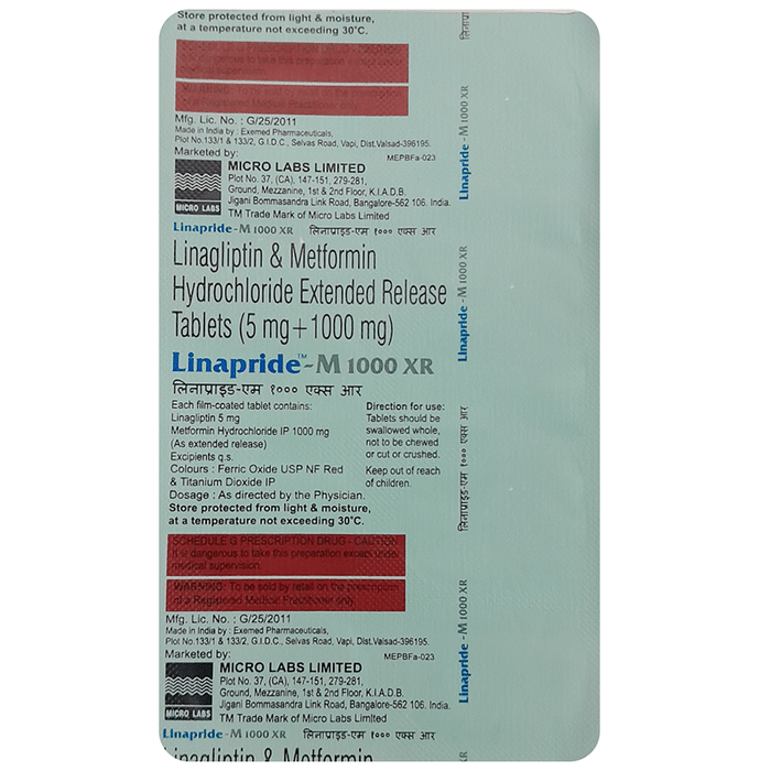 Linapride M 1000mg/5mg Tablet XR