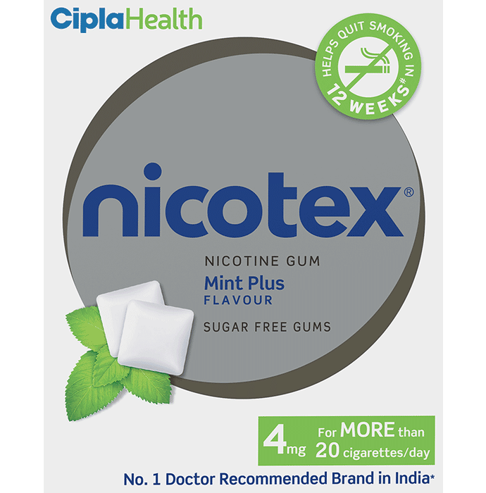 Nicotex Nicotine Sugar Free 4mg Chewing Gums Mint Plus