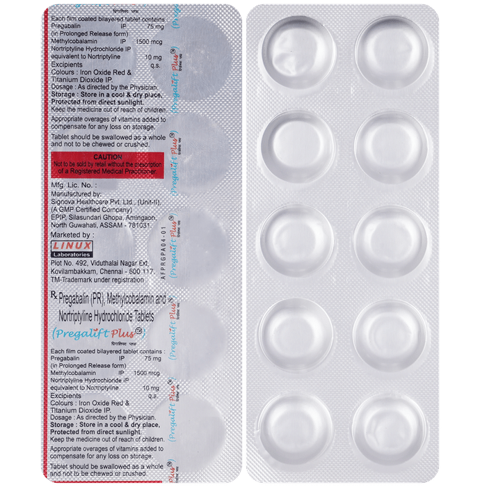 Pregalift Plus 75mg/10mg/1500mcg Tablet