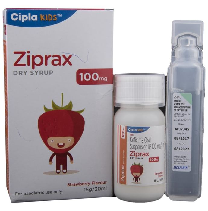 Ziprax 100mg Dry Syrup Strawberry